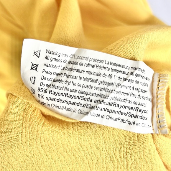 Goldenrod Yellow Crinkled Boho Lace Trim Loose Cardigan Style Top Blouse - Picture 4 of 7